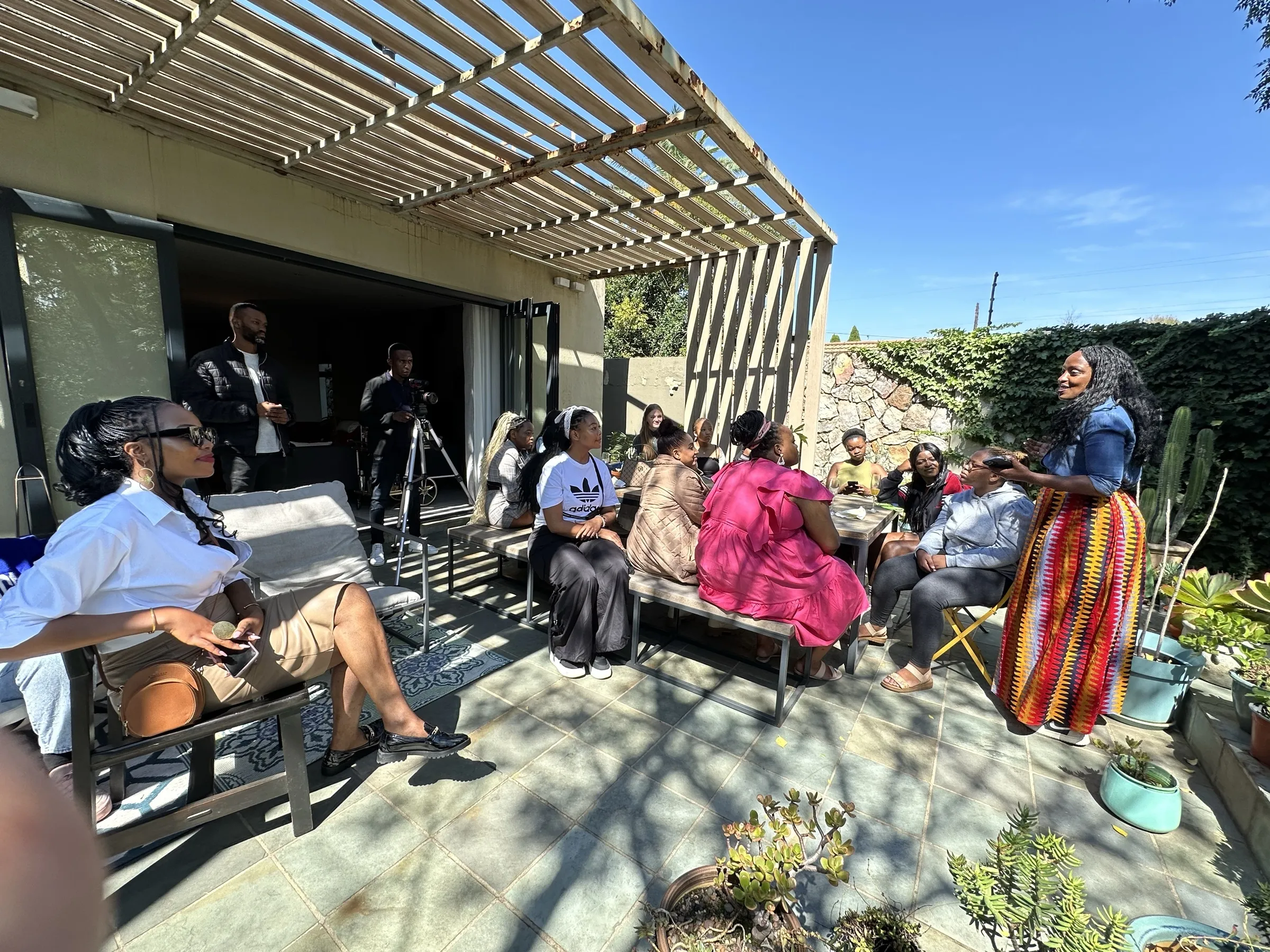 A TWSS gathering on a sunny patio in Johannesburg