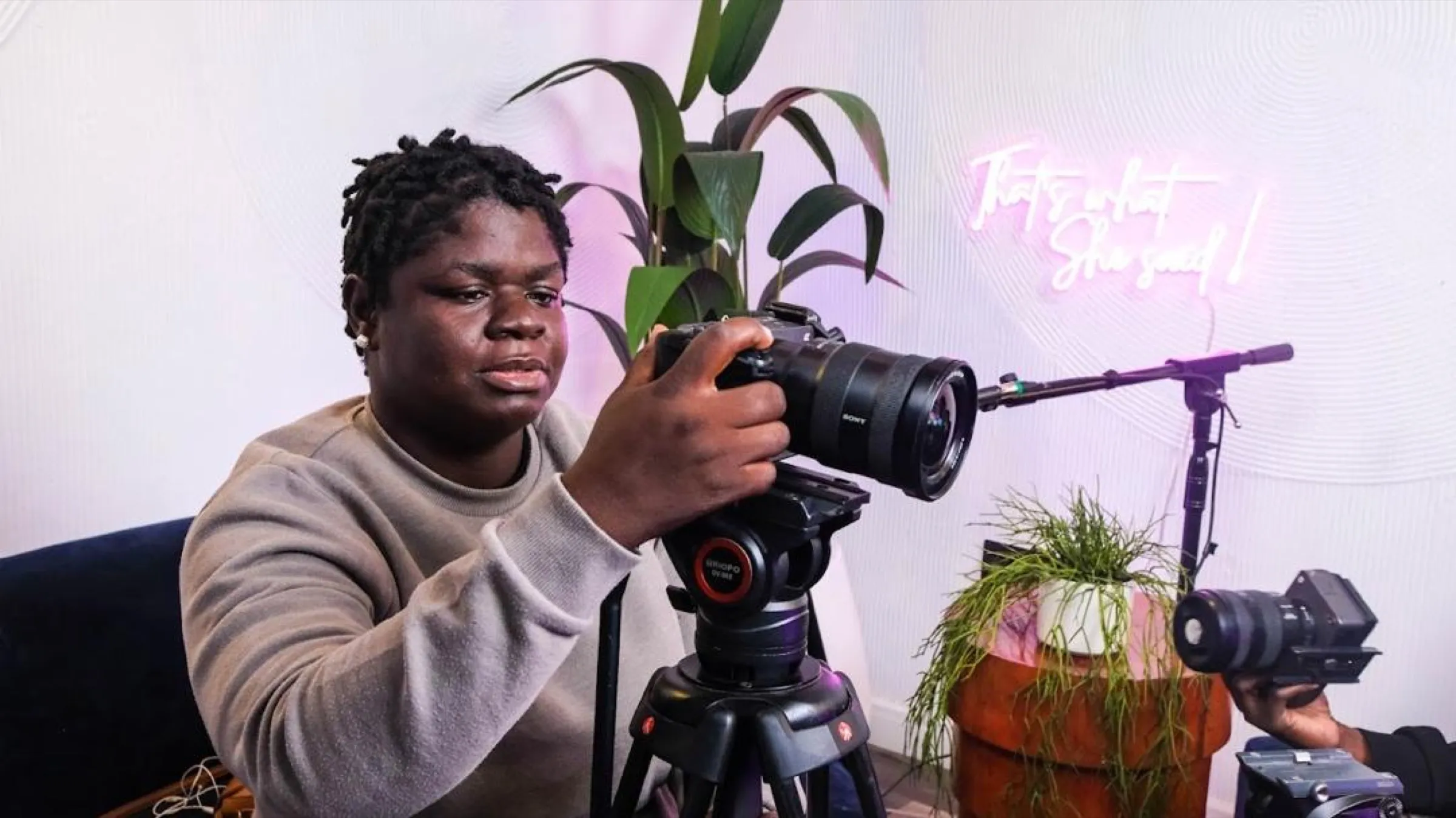 Behind the camera at the TWSS podcast in Lagos