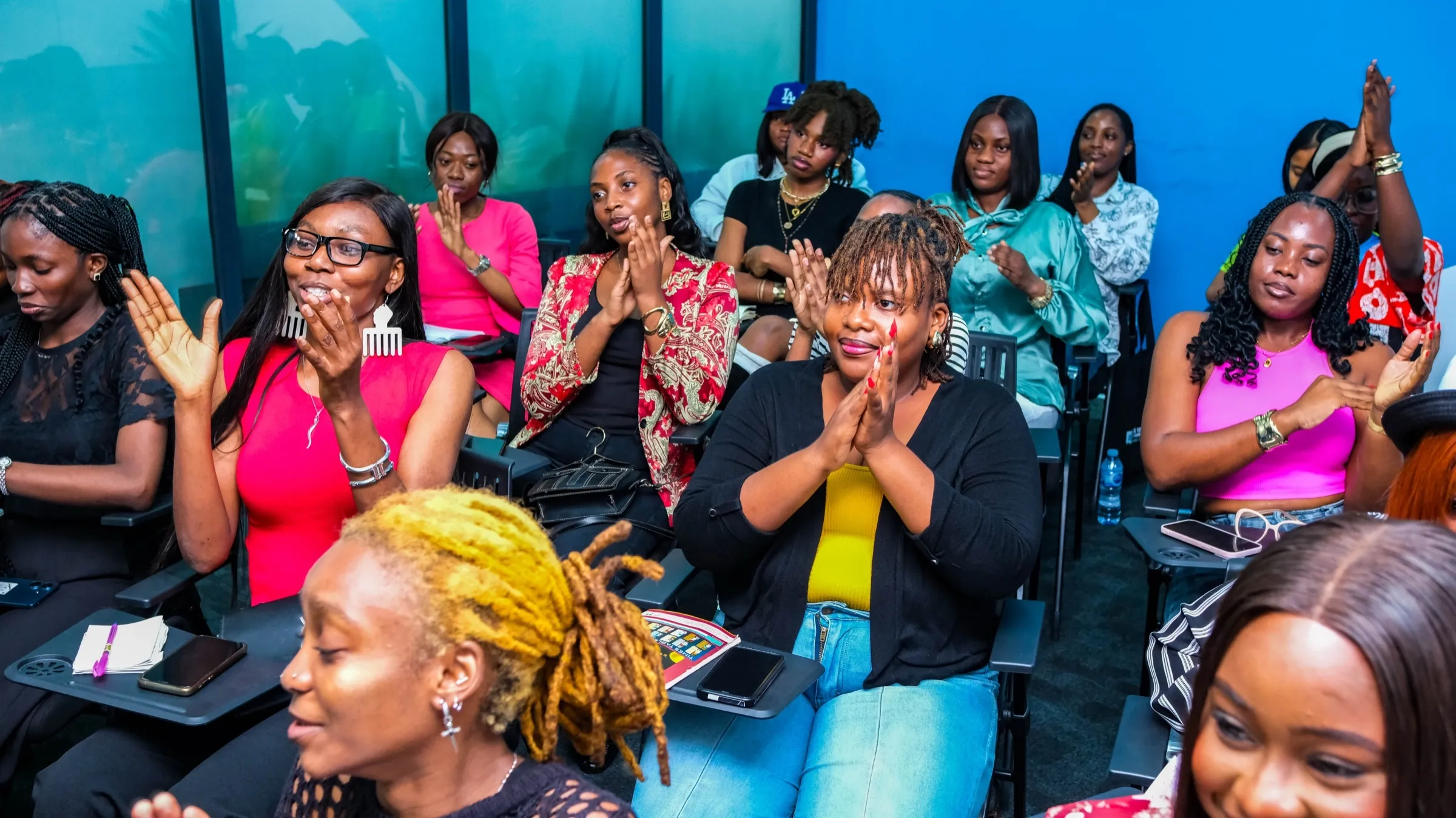 Participants cheering during TWSS training